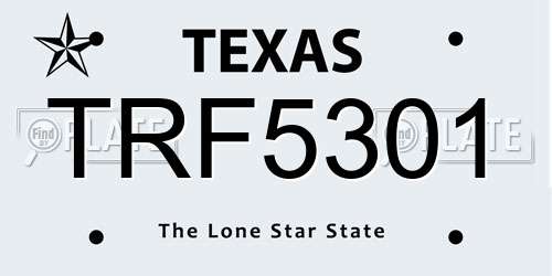 TRF5301 Texas License Plate