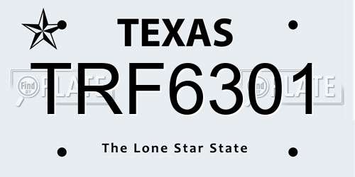 TRF6301 Texas License Plate
