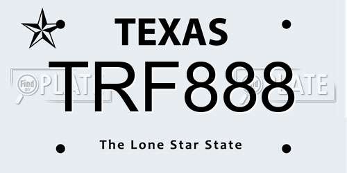 TRF888 Texas License Plate