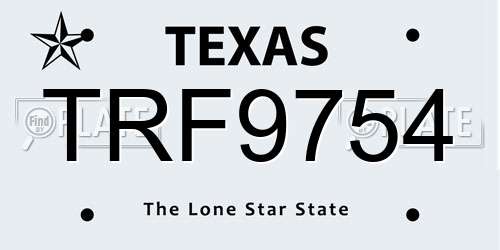 TRF9754 Texas License Plate