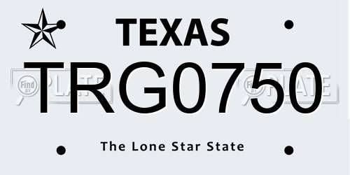 TRG0750 Texas License Plate