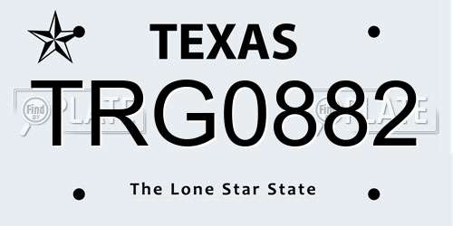 TRG0882 Texas License Plate