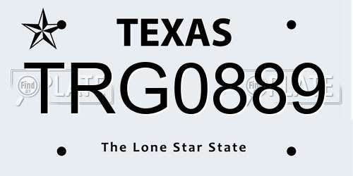 TRG0889 Texas License Plate