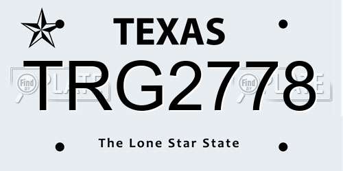 TRG2778 Texas License Plate