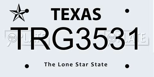 TRG3531 Texas License Plate
