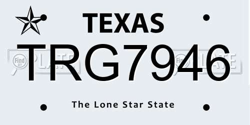 TRG7946 Texas License Plate