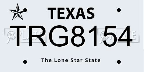 TRG8154 Texas License Plate