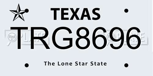 TRG8696 Texas License Plate