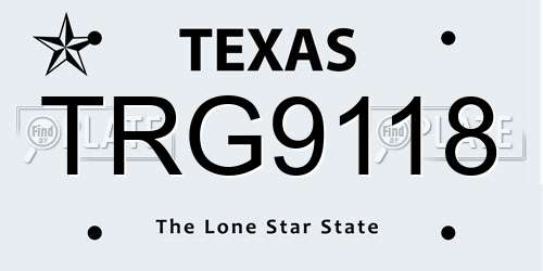 TRG9118 Texas License Plate