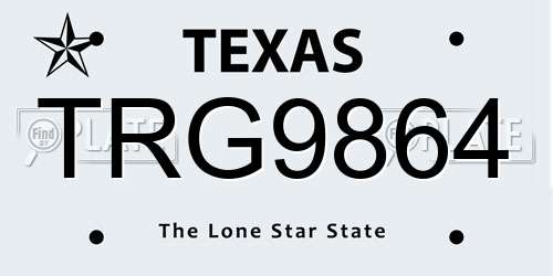 TRG9864 Texas License Plate