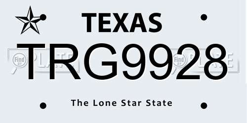 TRG9928 Texas License Plate