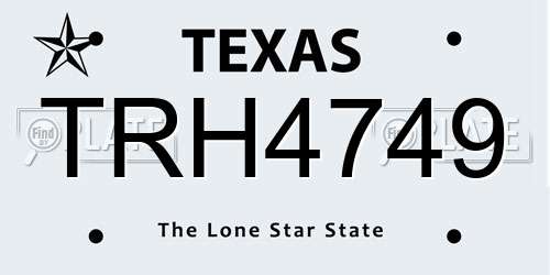 TRH4749 Texas License Plate