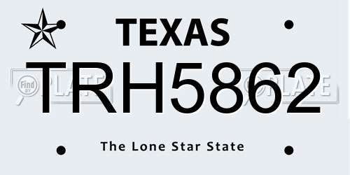 TRH5862 Texas License Plate
