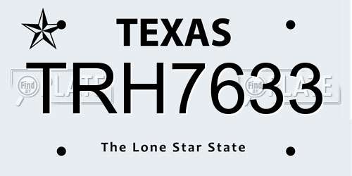 TRH7633 Texas License Plate