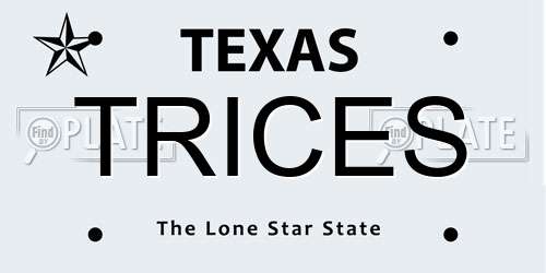 TRICES Texas License Plate