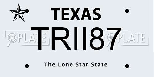 TRII87 Texas License Plate