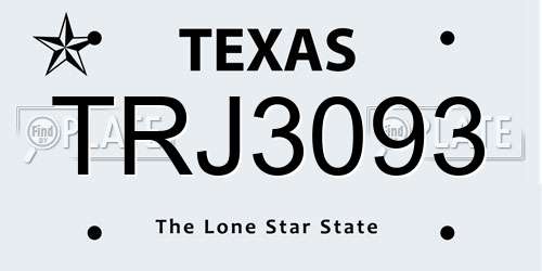 TRJ3093 Texas License Plate