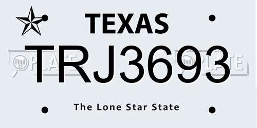 TRJ3693 Texas License Plate