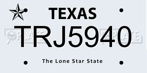 TRJ5940 Texas License Plate