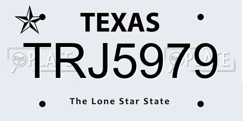 TRJ5979 Texas License Plate