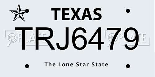 TRJ6479 Texas License Plate