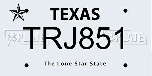 TRJ851 Texas License Plate