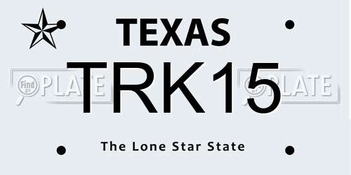 TRK15 Texas License Plate