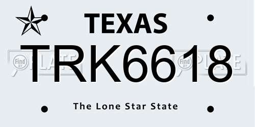 TRK6618 Texas License Plate