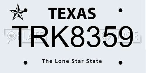 TRK8359 Texas License Plate