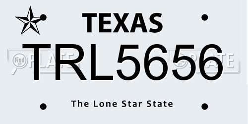 TRL5656 Texas License Plate