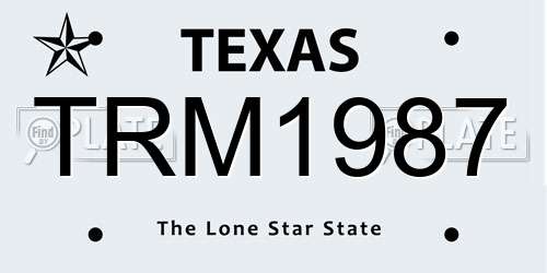 TRM1987 Texas License Plate