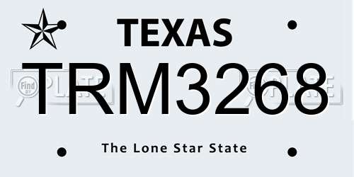 TRM3268 Texas License Plate