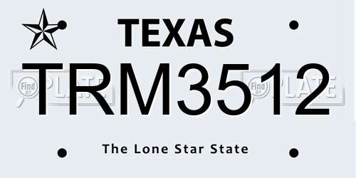 TRM3512 Texas License Plate