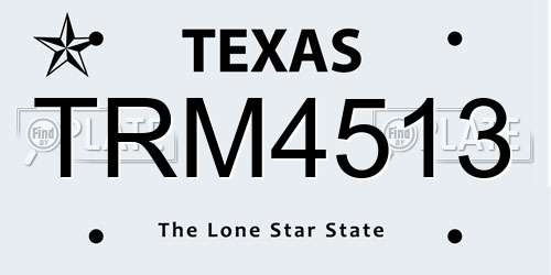 TRM4513 Texas License Plate