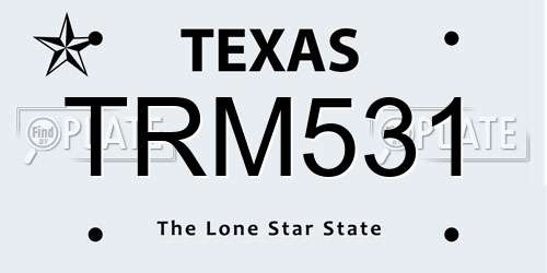 TRM531 Texas License Plate