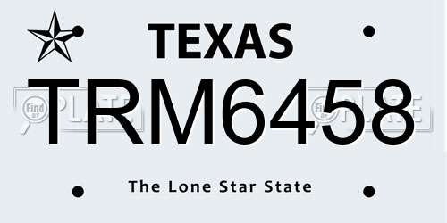 TRM6458 Texas License Plate