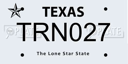 TRN027 Texas License Plate