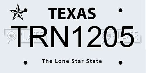 TRN1205 Texas License Plate