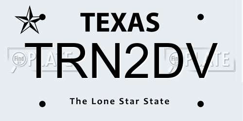 TRN2DV Texas License Plate