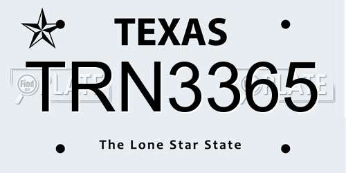 TRN3365 Texas License Plate