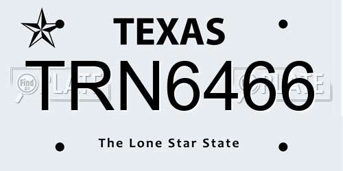 TRN6466 Texas License Plate