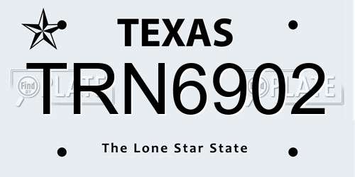 TRN6902 Texas License Plate