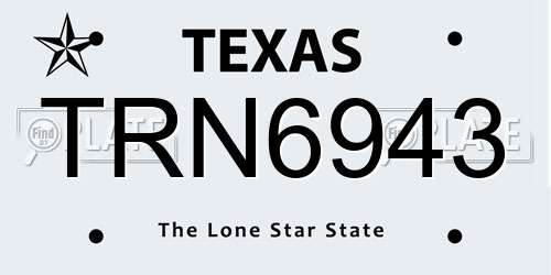 TRN6943 Texas License Plate