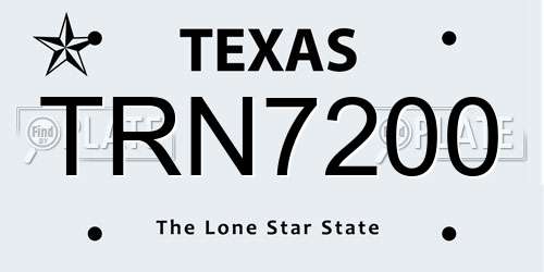 TRN7200 Texas License Plate