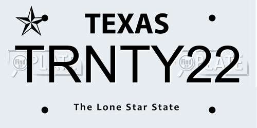 TRNTY22 Texas License Plate