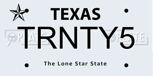 TRNTY5 Texas License Plate