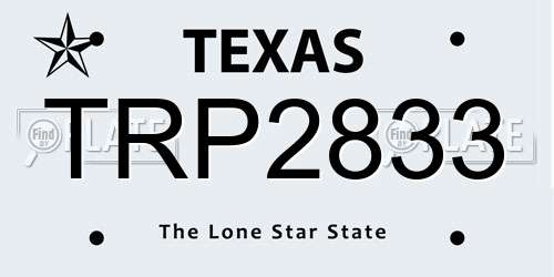 TRP2833 Texas License Plate