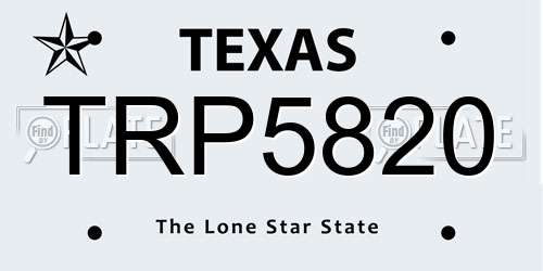TRP5820 Texas License Plate