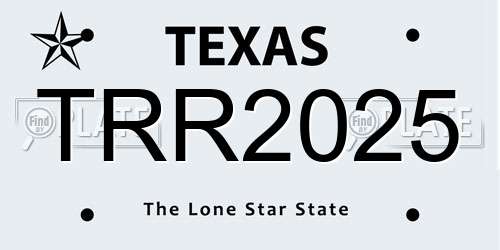 TRR2025 Texas License Plate