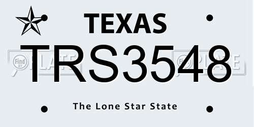 TRS3548 Texas License Plate